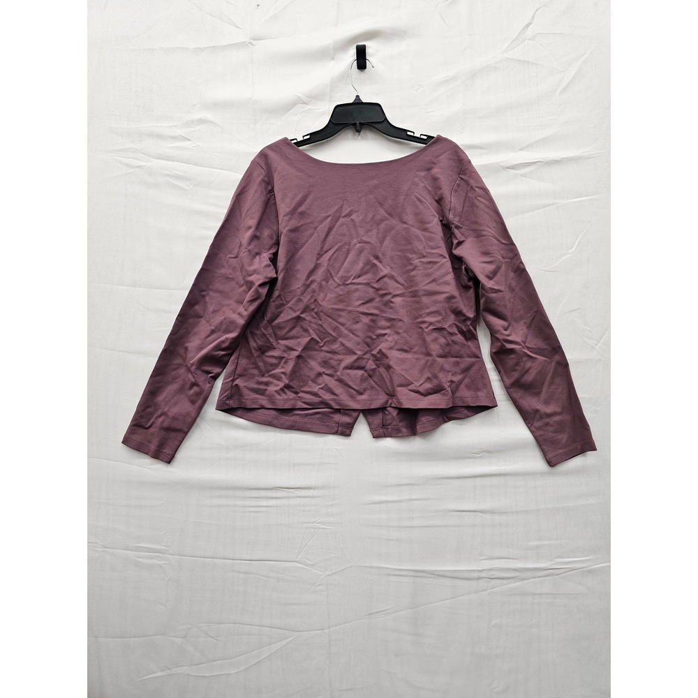 A New Day Womens XXL Plum Purple Button Front Scoop Neck Long Sleeve Top NEW - Picture 2 of 7